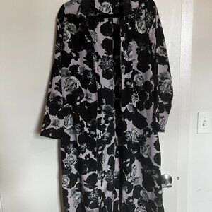 Kensie Black & Grey Floral Robe-Small